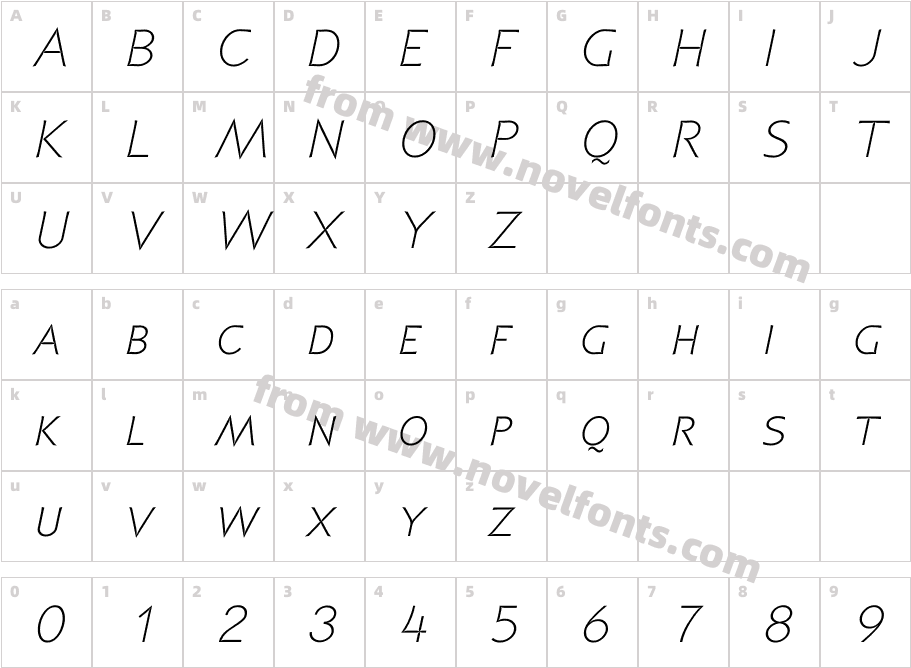 P22 Coda Light Small Caps ItalicCharacter Map