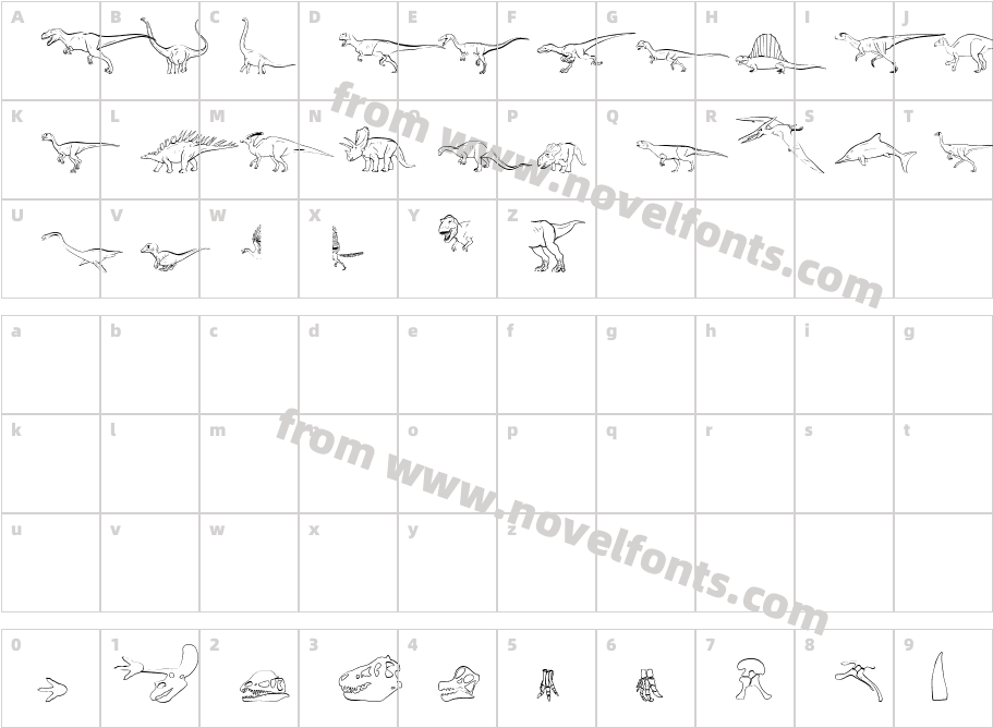 P22 Dinosaur OutlineCharacter Map