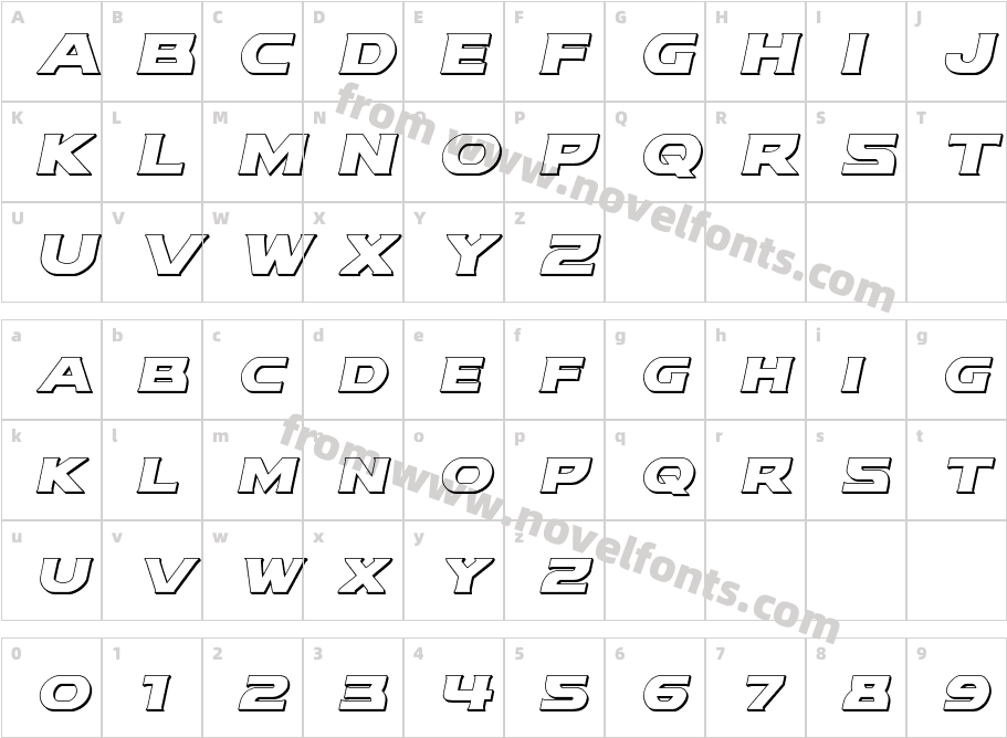 Modi Thorson 3D ItalicCharacter Map