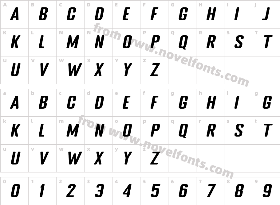 PASTI ObliqueCharacter Map