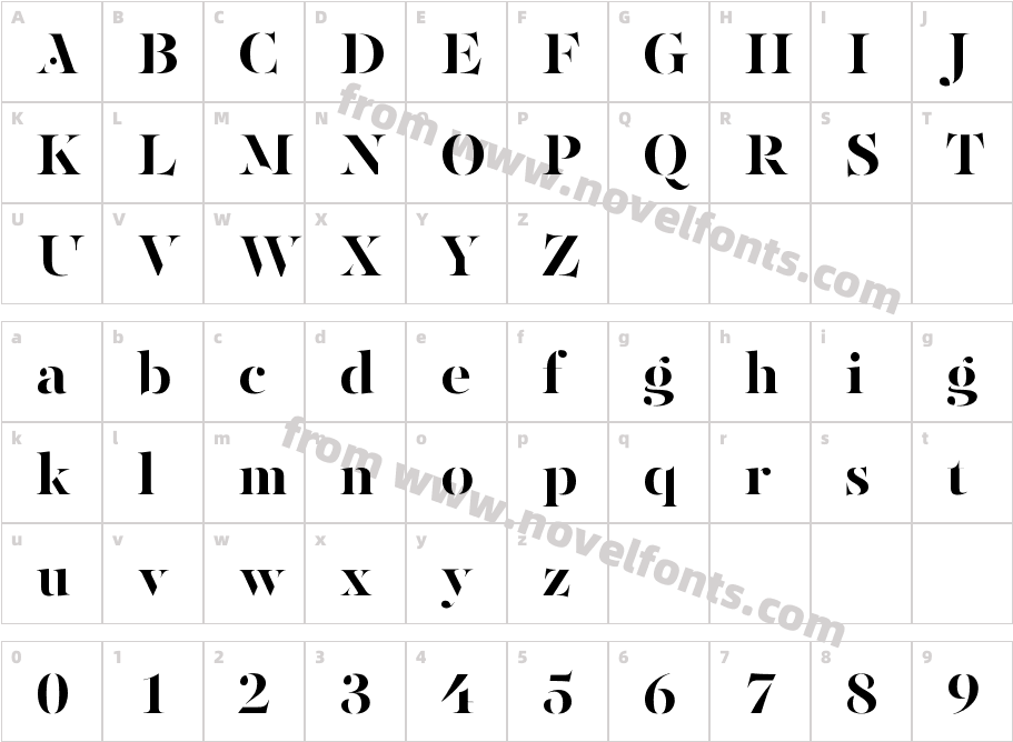 PF Regal Stencil Pro BoldCharacter Map