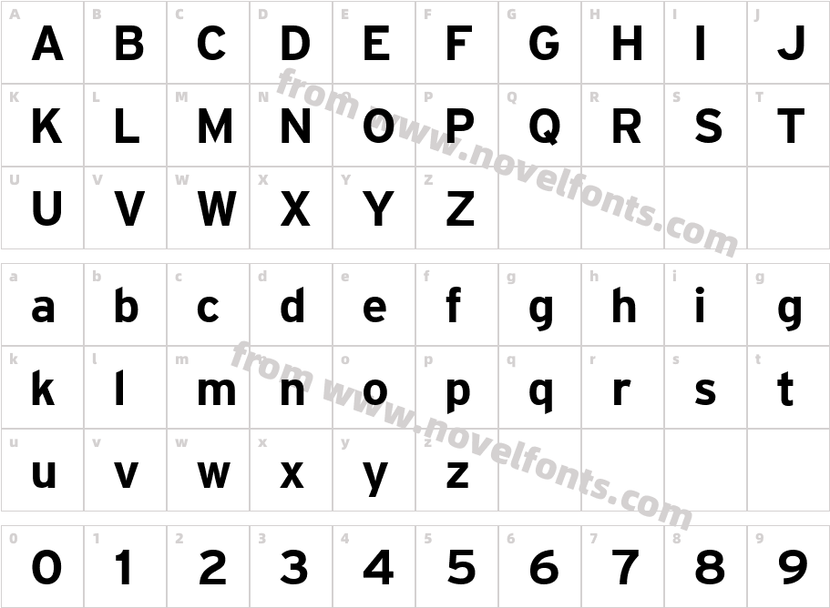 PF Transit BoldCharacter Map