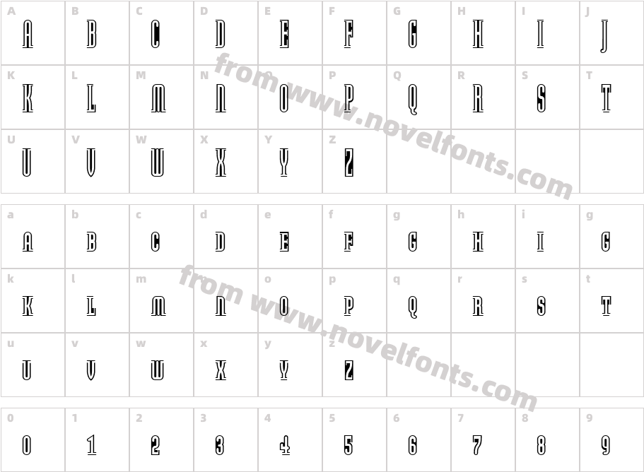 ModulaOutlinedSmallCaps RegularCharacter Map