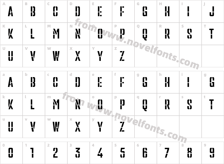 PF Venue StencilCharacter Map