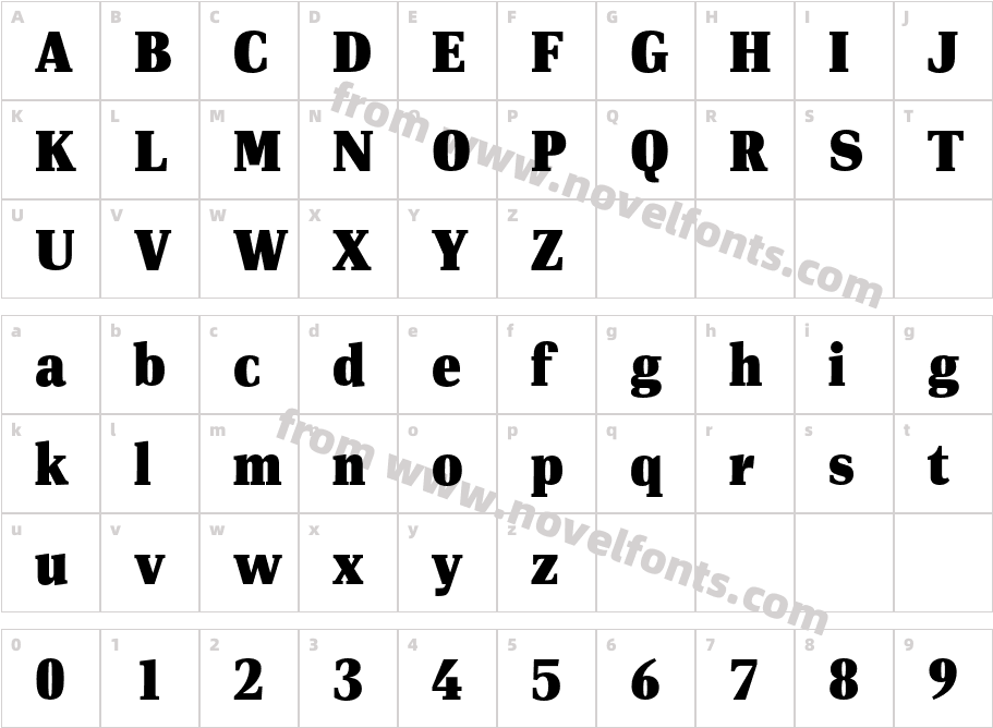 PFDIN Serif X BlackCharacter Map