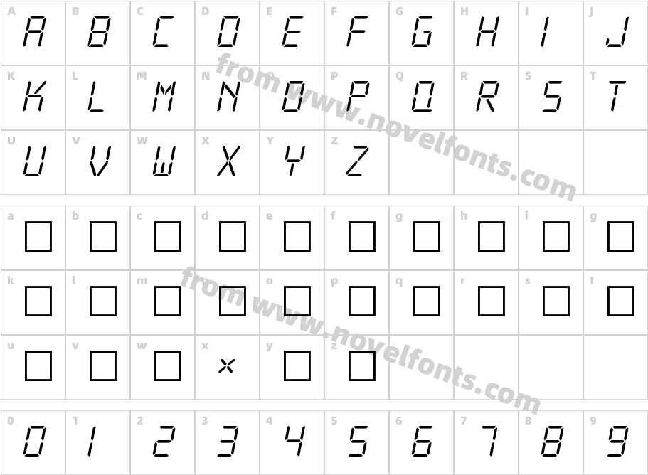 PI Xymbols Digit Clocks W90 ItCharacter Map