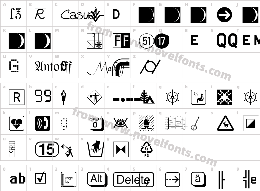 PI Xymbols Dingbats BoldCharacter Map