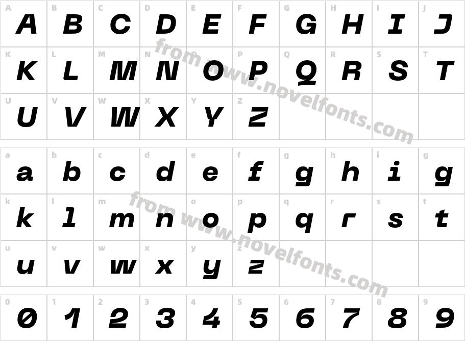 PP Neue Machina Plain Ultrabold ItalicCharacter Map