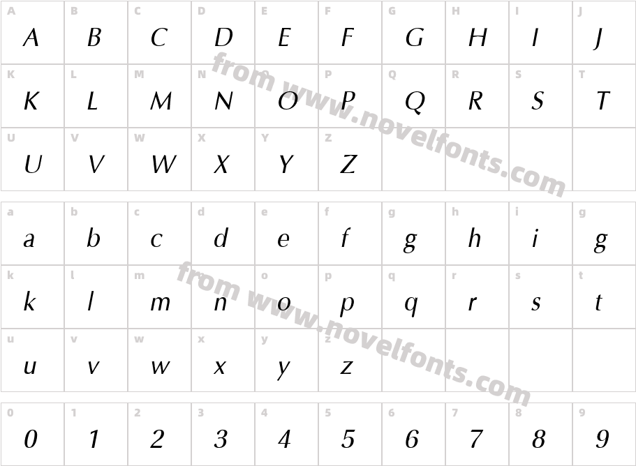 PSL Asadong ItalicCharacter Map