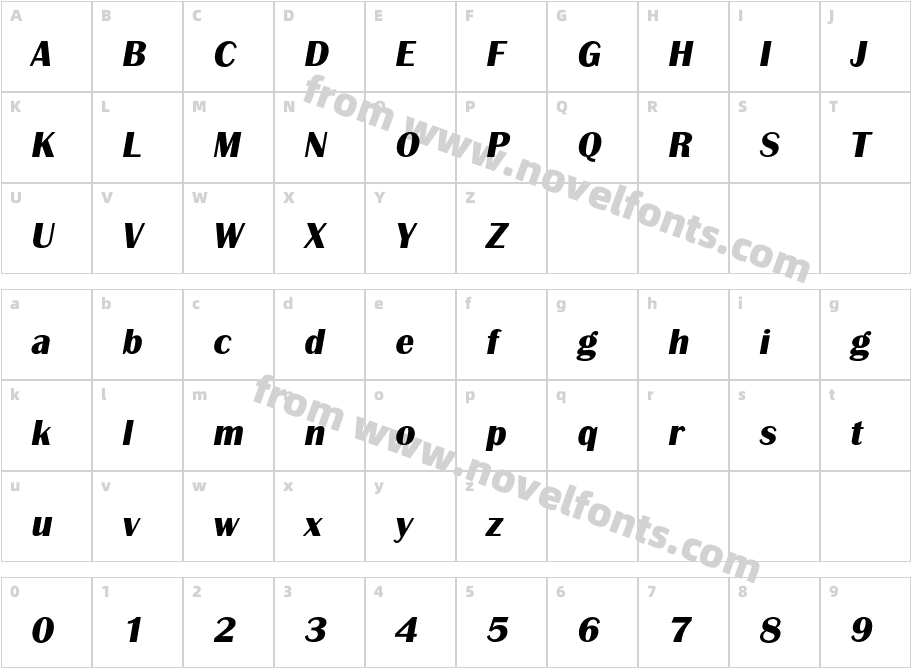 PSL Ayyara Pro ItalicCharacter Map