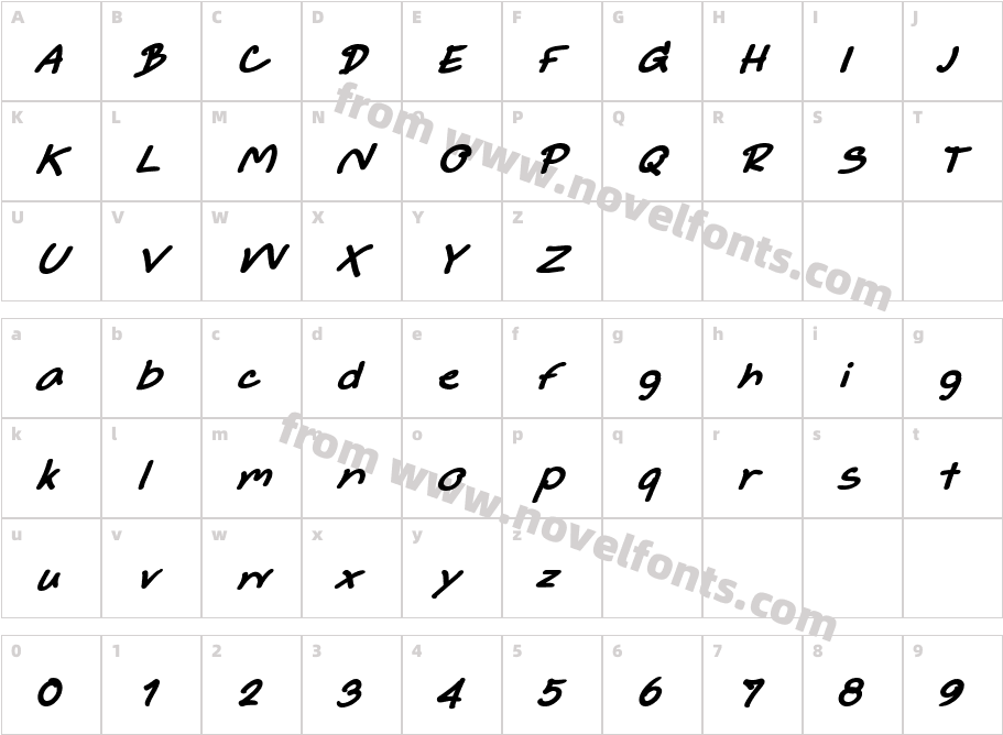 PSL Freestyle Bold ItalicCharacter Map