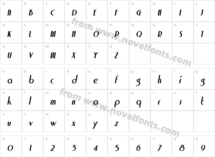 PSL Jinda Pro Bold ItalicCharacter Map