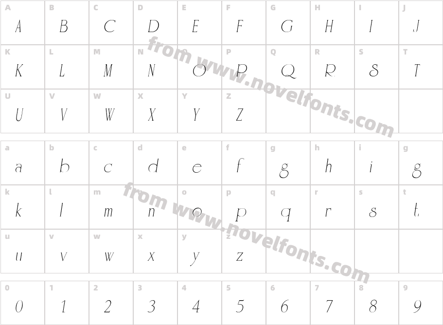 PSL Kiatniyom Pro ItalicCharacter Map