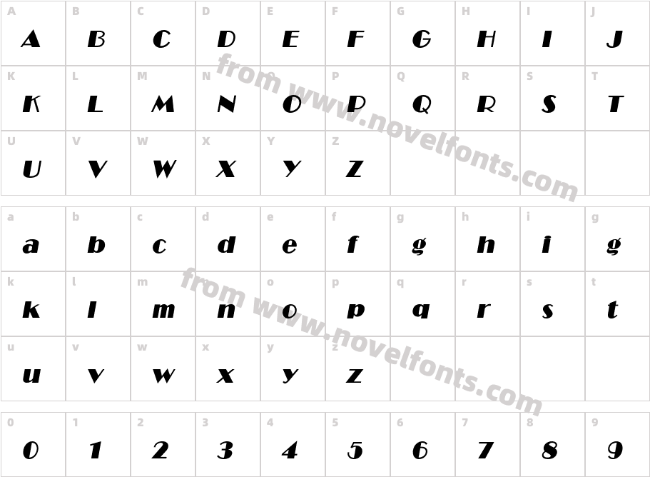 PSL Pukkie Pro ItalicCharacter Map