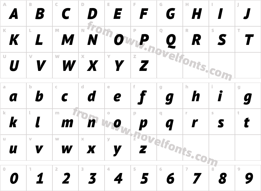 PT Sans Pro Black ItalicCharacter Map