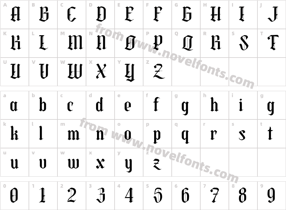 Mokgech ItalicCharacter Map