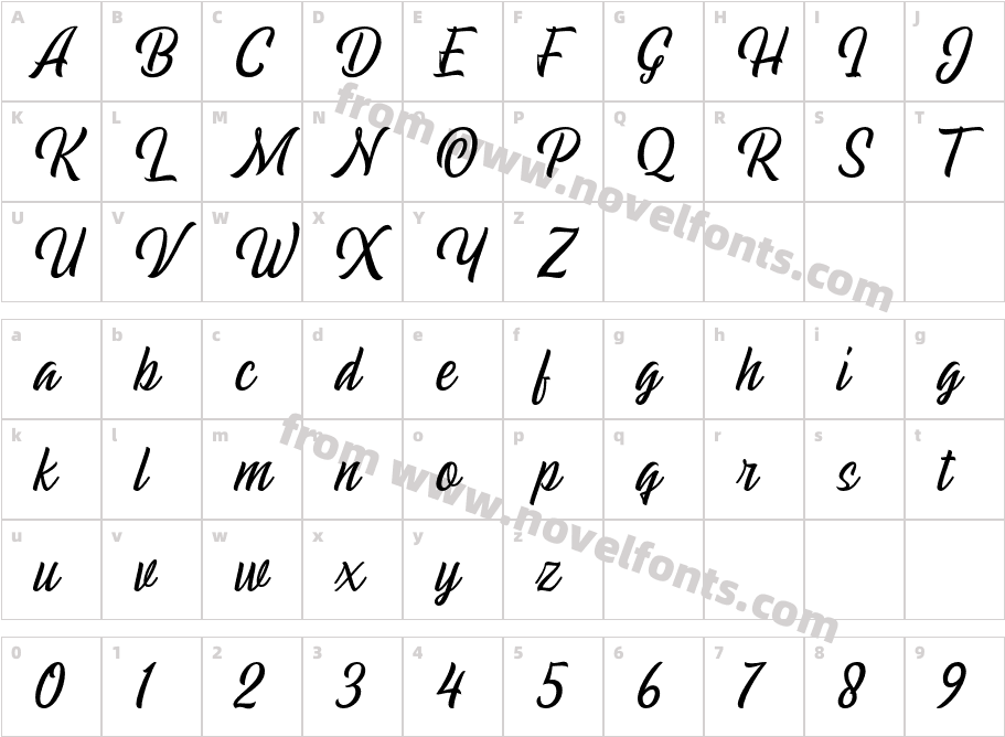 Pacific Coast ScriptCharacter Map