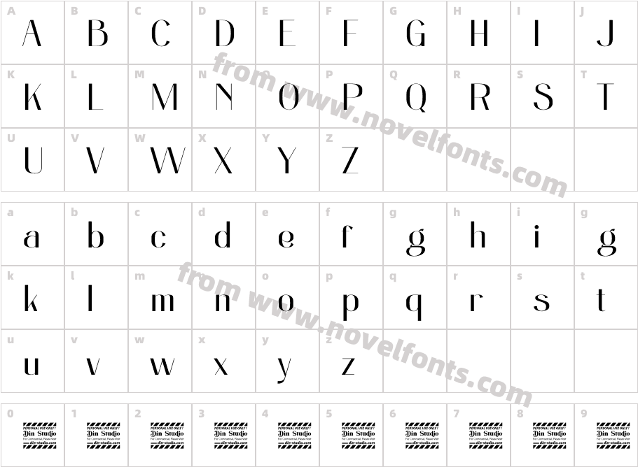 Palagio Personal UseCharacter Map