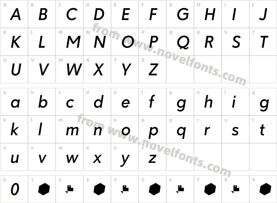 Paloseco Medium ItalicCharacter Map