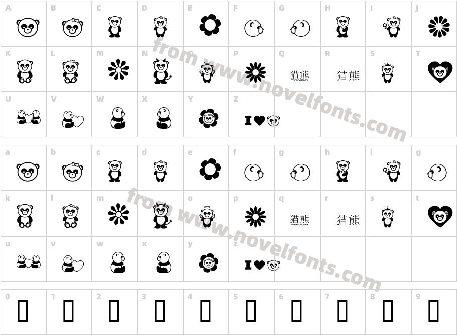 PandamoniumCharacter Map