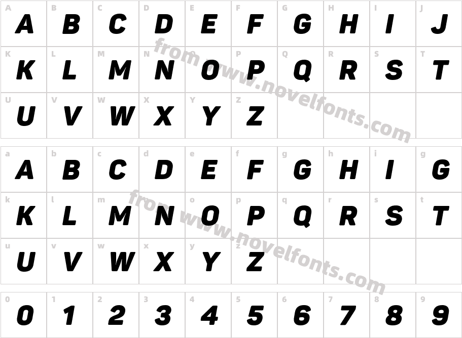 Panton Black italic CapsCharacter Map