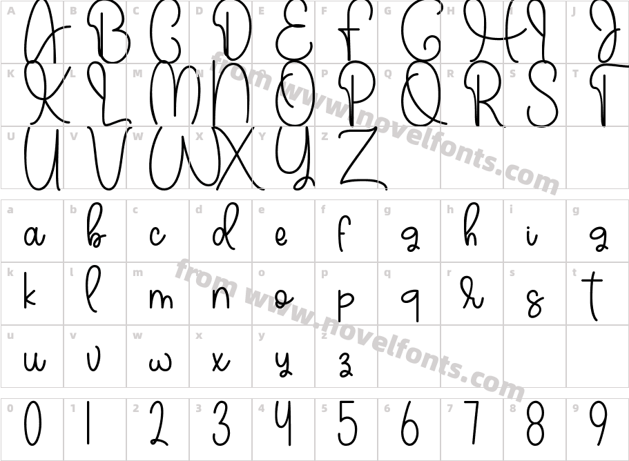 Mommy MonolineCharacter Map