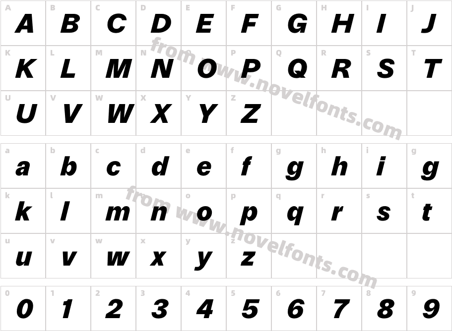 Parabolica Black ObliqueCharacter Map