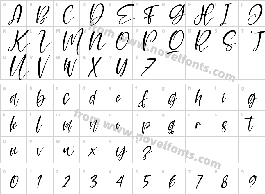 Momshine ItalicCharacter Map