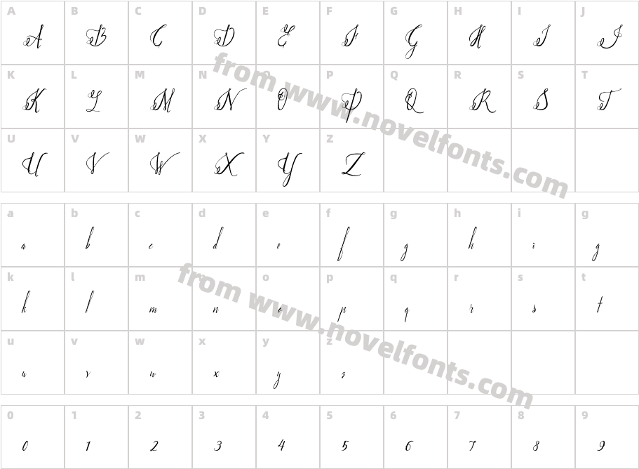 Paradise ScriptCharacter Map