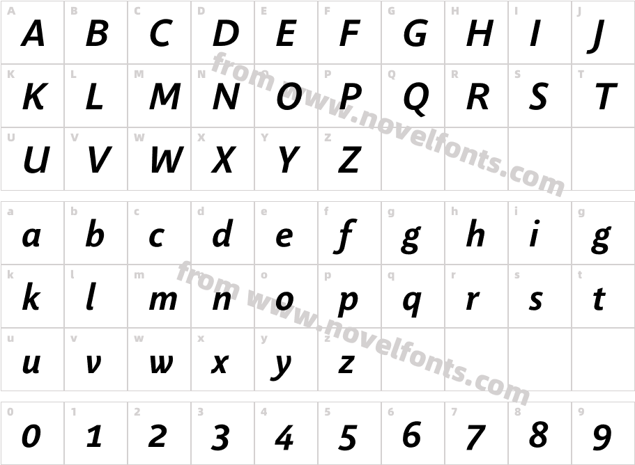 Parisine Office Std Bold ItalicCharacter Map