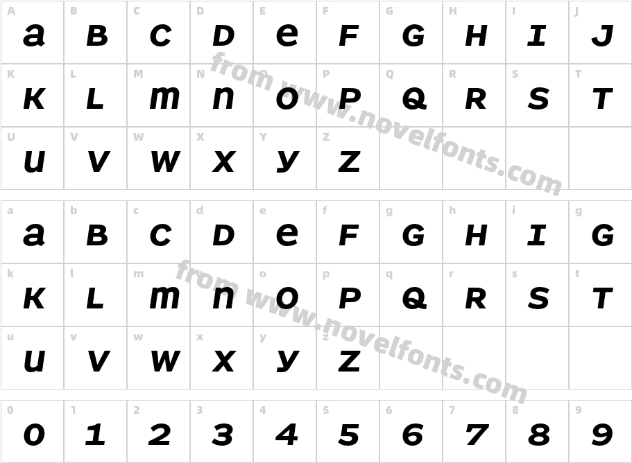 Parity Sans Bold ItalicCharacter Map