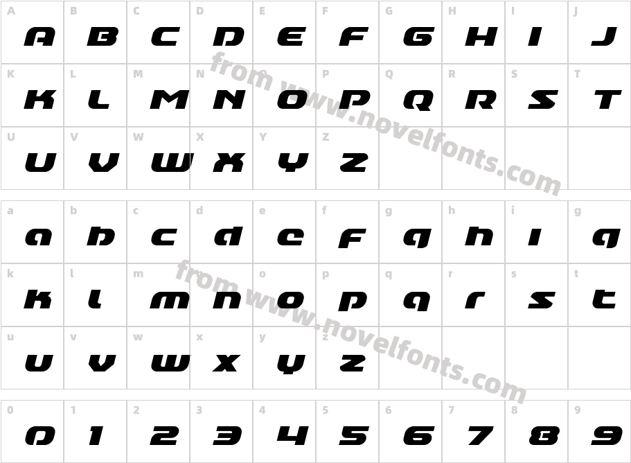 Annapolis Lower Case ItalicCharacter Map