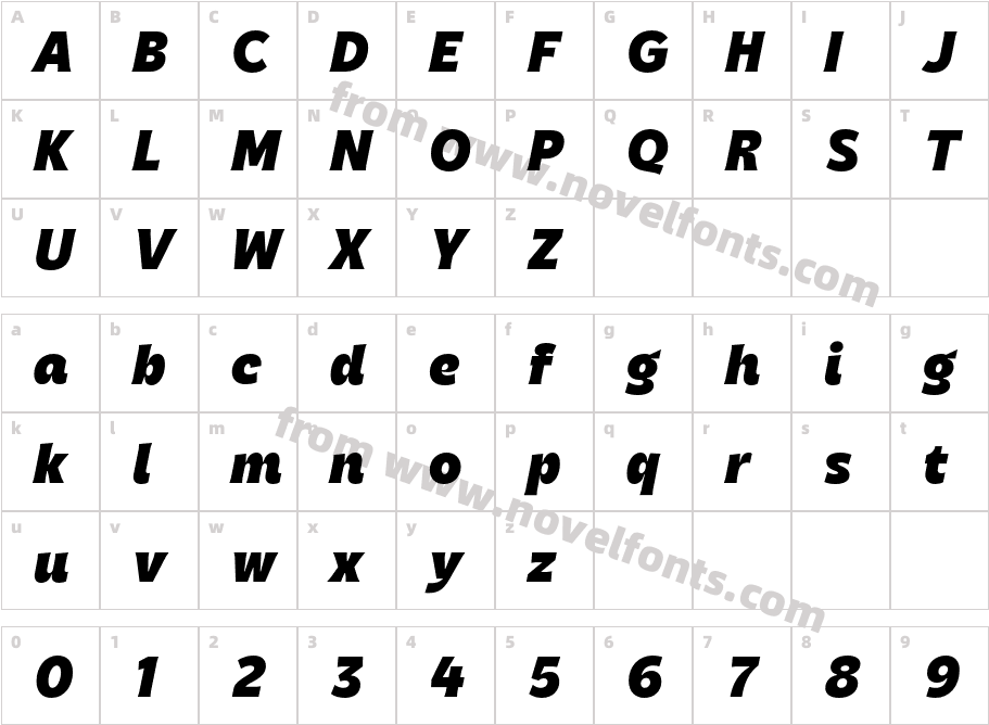 Parson Black ItalicCharacter Map