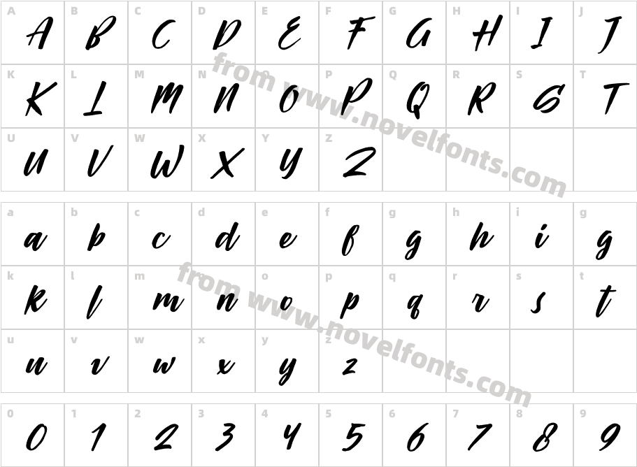 Passifille ItalicCharacter Map
