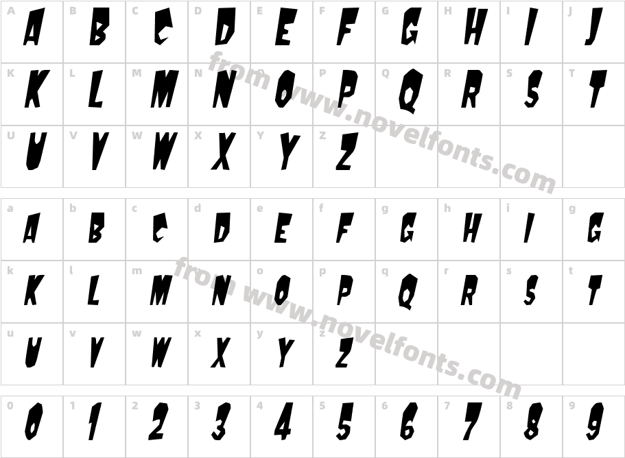 Mondo Condensed ObliqueSWFTECharacter Map