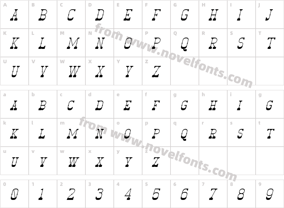 Patuoh ItalicCharacter Map