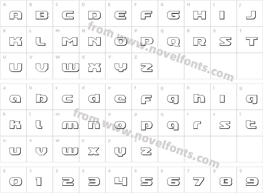 Annapolis Lower Case OutlineCharacter Map