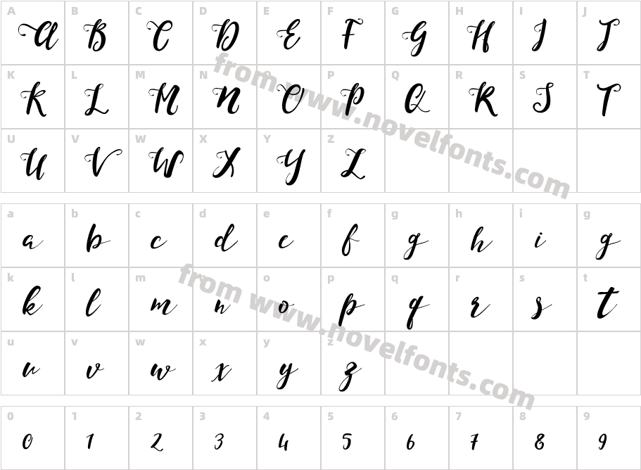 Monica ScriptCharacter Map