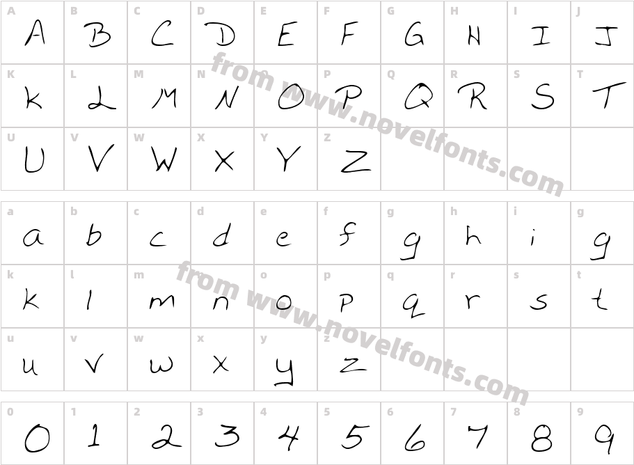 MonicasHand-PlainCharacter Map