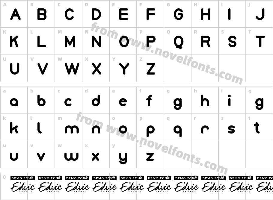 Monice Demo BoldCharacter Map