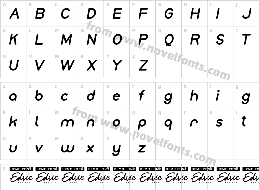 Monice Demo ItalicCharacter Map