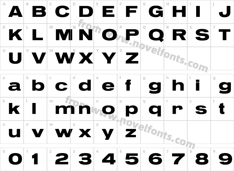 Pennypacker Wide Extra BoldCharacter Map