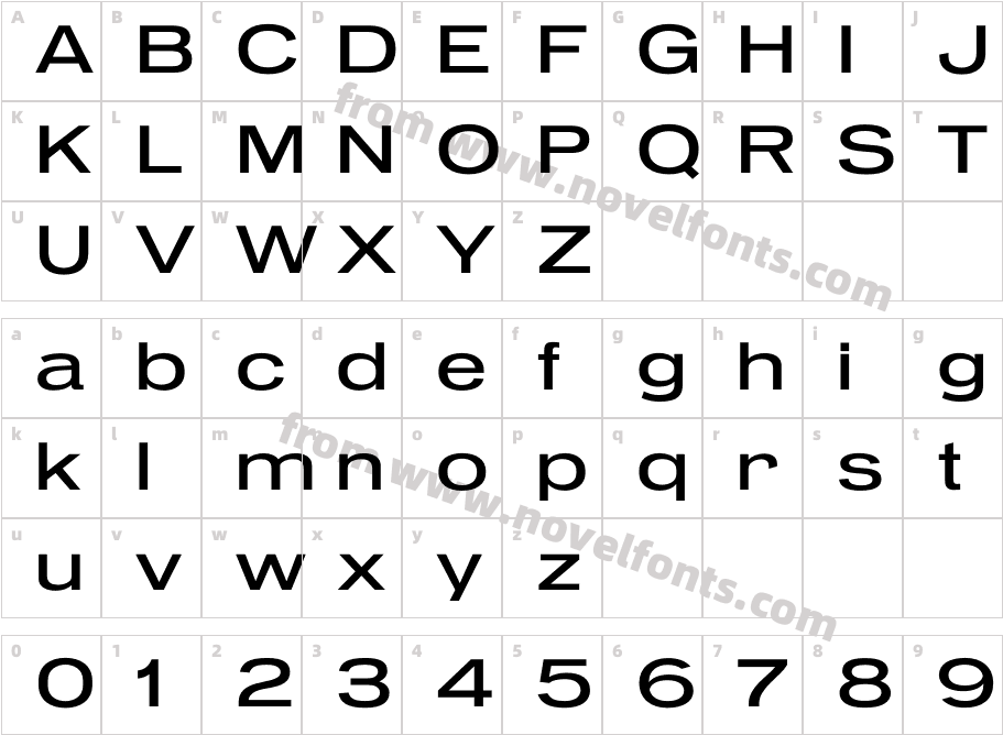Pennypacker Wide MediumCharacter Map