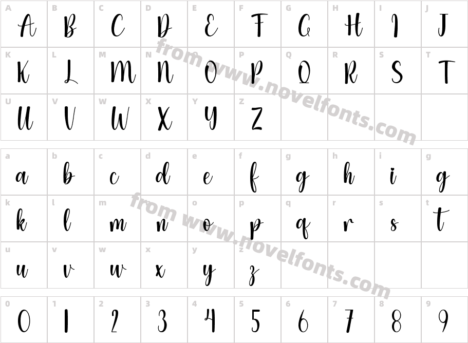 MonithaRegularCharacter Map