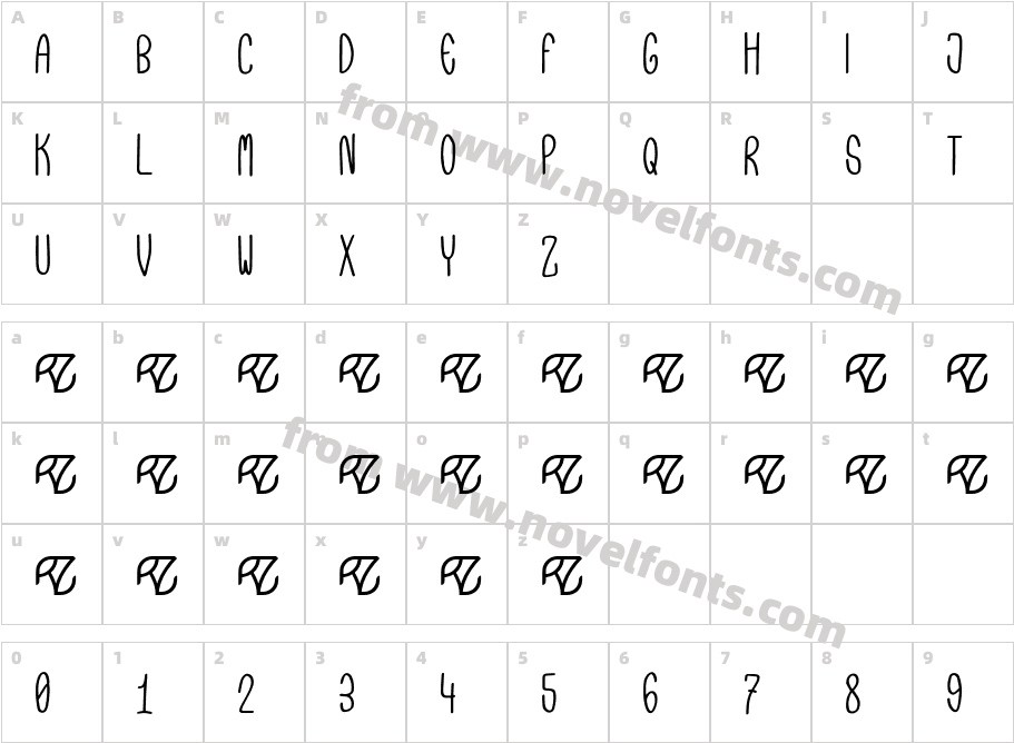 Pevitta Typeface DemoCharacter Map