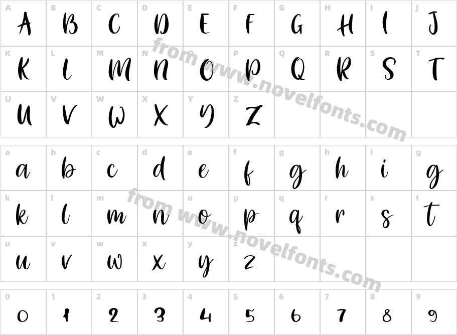 Pina Colada Script RegularCharacter Map