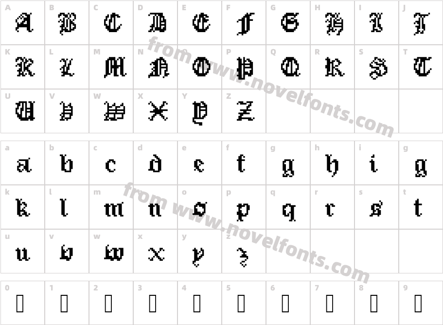 Pixel Gothic FontCharacter Map