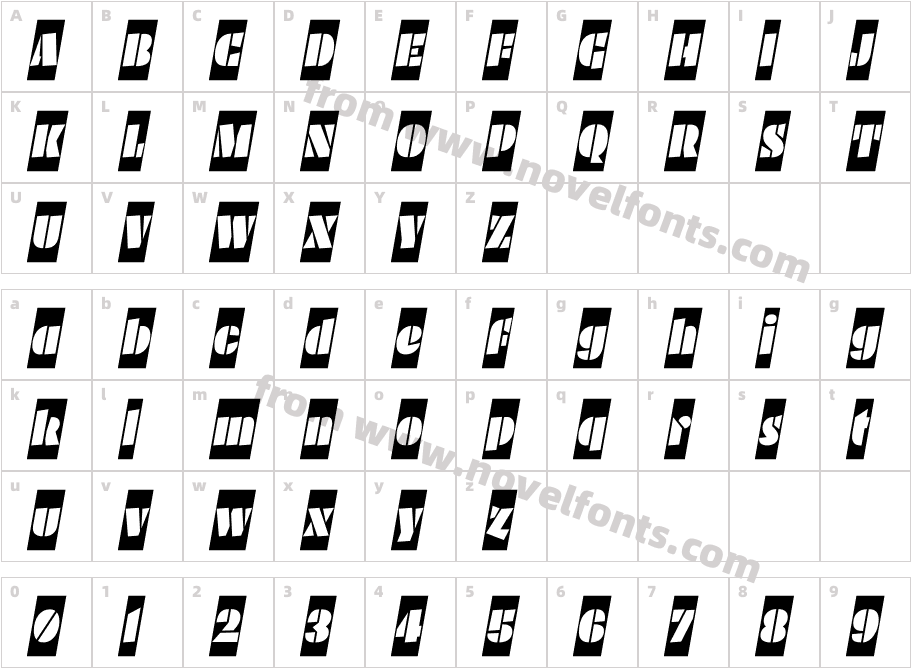 Plakato Stencil Pro Regular ItalicCharacter Map