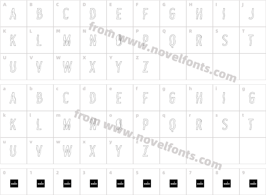Plastic Sans Outline FreebieCharacter Map