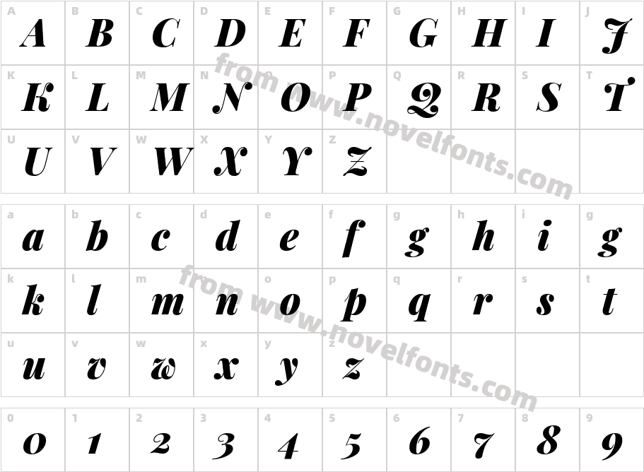 Playfair Display Black ItalicCharacter Map